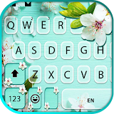 Flowers Cyan Keyboard Background icon