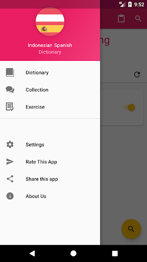 Android application Indonesian Spanish Dictionary screenshort