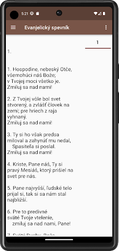 Android application Evanjelický spevník screenshort