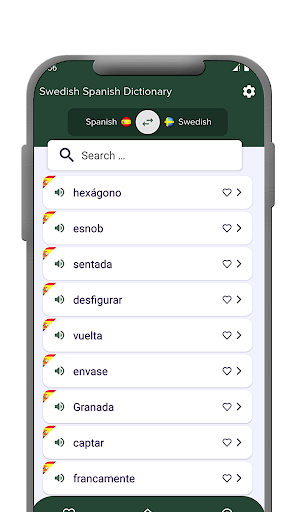 Android application Swedish - Spanish dictionary screenshort