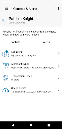 First Foundation Card Control Screen 3