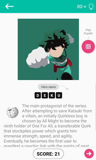 Hero Academia Anime Quiz Game Screen 3
