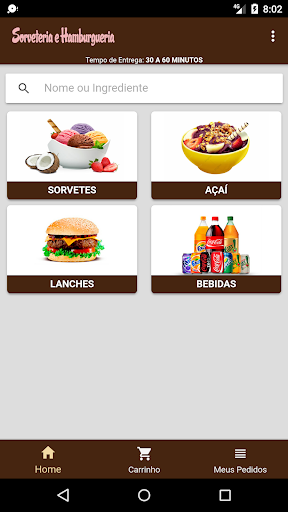 Android application Sorveteria Sensação Gelada screenshort