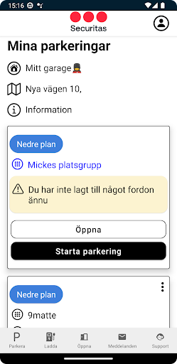 Android application Securitas Parkering screenshort