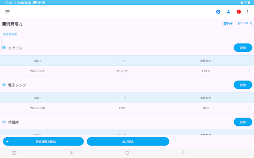 消費電力 記録 電気量料金 計算