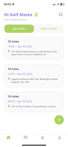 Android application My Golf Mates screenshort