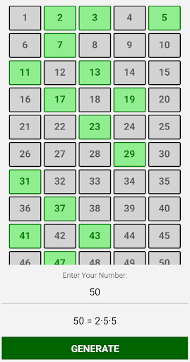 Android application Prime factoryzation screenshort