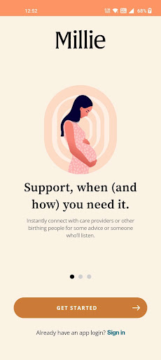 Android application Millie Maternity screenshort