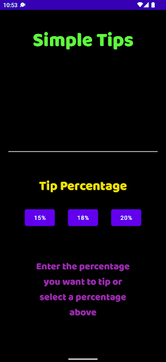 Simple Tips: Tip Calculator Screen 2
