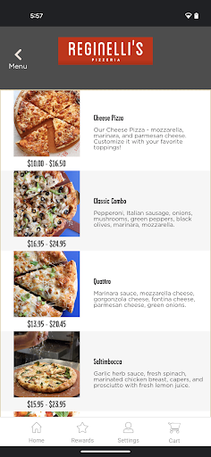 Screenshot of Reginellis Pizzeria
