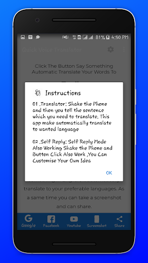 Android application Quick Voice Translator 2019 screenshort