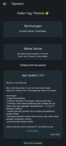 EliteHost24.de (Kunden App) Screen 2