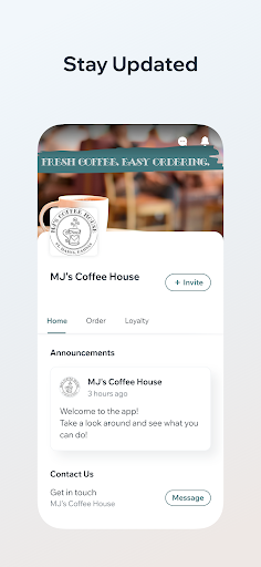 Screenshot of MJ's Coffee House