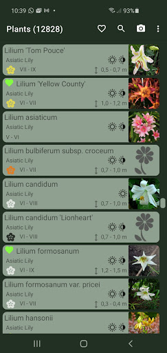 Android application Plant guide, with recognition screenshort