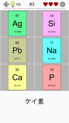 化学元素と周期表 : 化学元素、記号、名前に関するクイズのおすすめ画像3