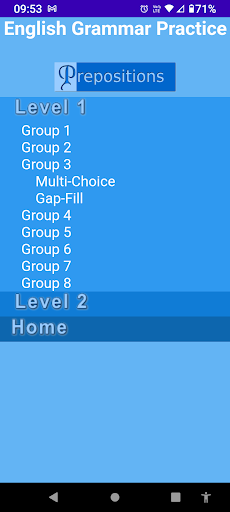 English Preposition Practice Screen 2