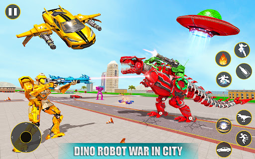 Download Flying Taxi Robot Car Games 3D  screenshots 1