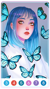 Butterfly Girl Color by Number