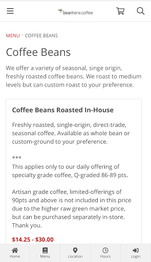 bean here coffee mobile orders Screen 2