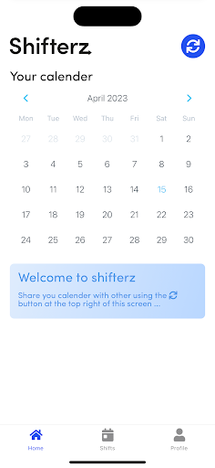 Android application shifterz screenshort