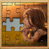 cute little girl jigsaw puzzle game icon