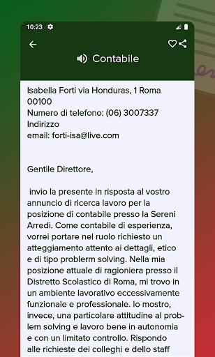 Lettera di Presentazione Screen 3