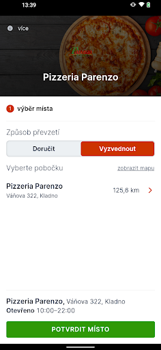 Android application Pizza Parenzo Kladno screenshort