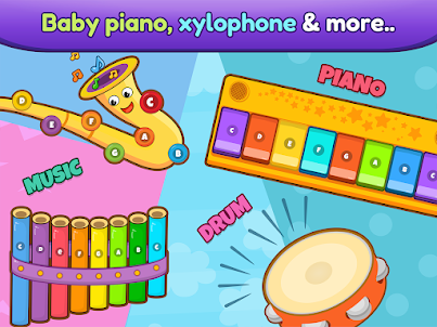Baby piano, drums, xylophone..