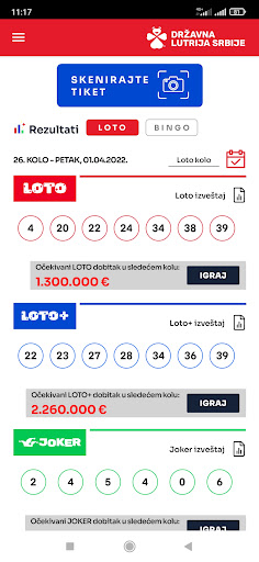 Android application Državna lutrija Srbije screenshort