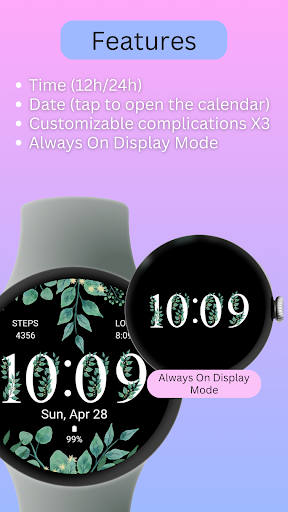 Floral Watch Face for Women 1 Screenshot 4 - AppWisp.com