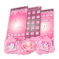 Pink Flower Diamond Launcher Theme