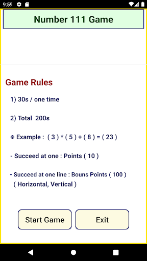 Android application Number 111 Game screenshort