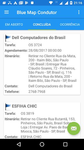 Android application APP do Condutor - Bluemap screenshort