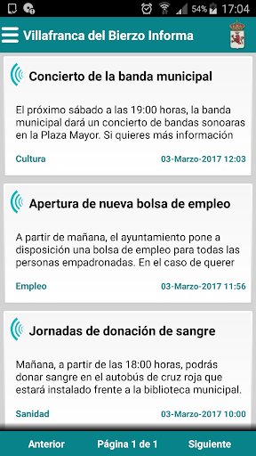 Android application Villafranca del Bierzo Informa screenshort