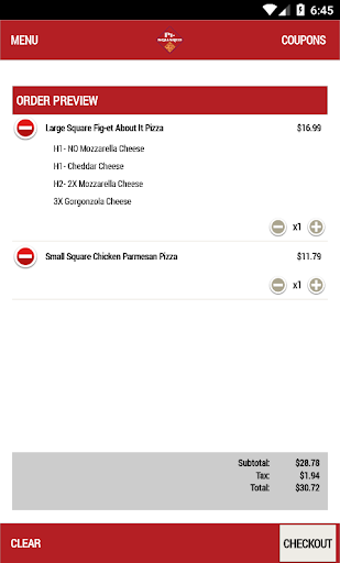 Screenshot of Pi-Squared Pizza