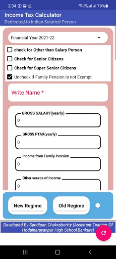 Android application Income Tax Calculator screenshort