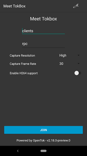 Android application Meet Tokbox screenshort