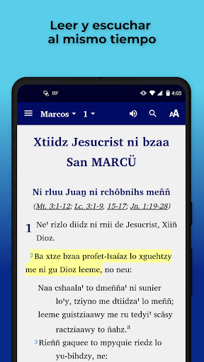 Android application Zapotec Guevea Bible screenshort