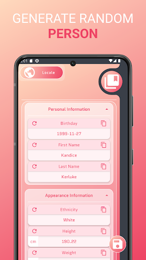 Android application Random Person Generator screenshort