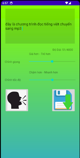 Android application Đọc Tiếng Việt lưu ra mp3 screenshort
