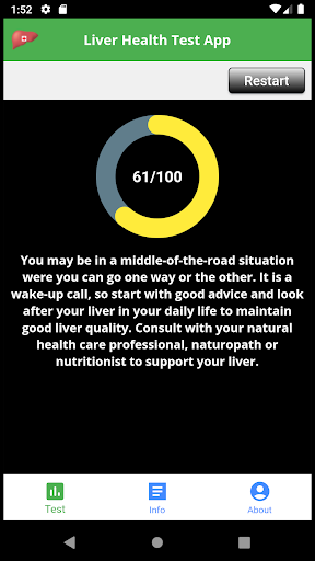 Liver Health Test App Screen 3