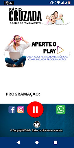 Android application rádio cruzada screenshort