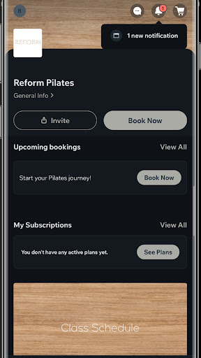 Android application Reform Pilates Bali screenshort