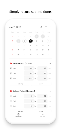 Selfit2 - Fitness Planner Screen 2