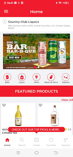 Android application Country Club Liquors screenshort
