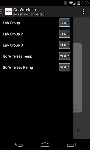 Android application Vernier Go Wireless screenshort