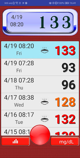 Android application Blood Sugar Tracker (big font) screenshort