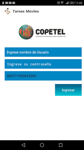 Android application Soporte Copetel screenshort