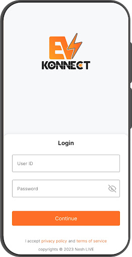 Android application EV Konnect USERS screenshort