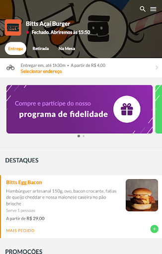 Android application Bitts Açaí Burger screenshort